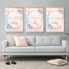 Modern Arabic Ramadan Decore Calligraphy Art Flower Watercolor islamic wall painting pictures set