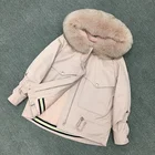 Fur Rabbit Coat Winter Warm Parkas Jackets Fox Fur Collar Hooded Rabbit Fur Lined Parka Coat For Women