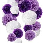 Tissue Paper Pom Poms Paper Flower Party Decoration for Birthday Party Wedding Bachelorette Purple, Lavender and White