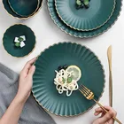 Modern design matte home goods dinnerware cheap wholesale luxury ceramic wedding charger plates with gold rim