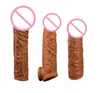 Liquid Silicone Penis Sleeve Enhancement Reusable Condom Time Delay G Spot Stimulation Realist Dildo Cover Sex Toys