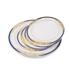 wholesale cutlery set round gold disposable plastic plates with hot stamping