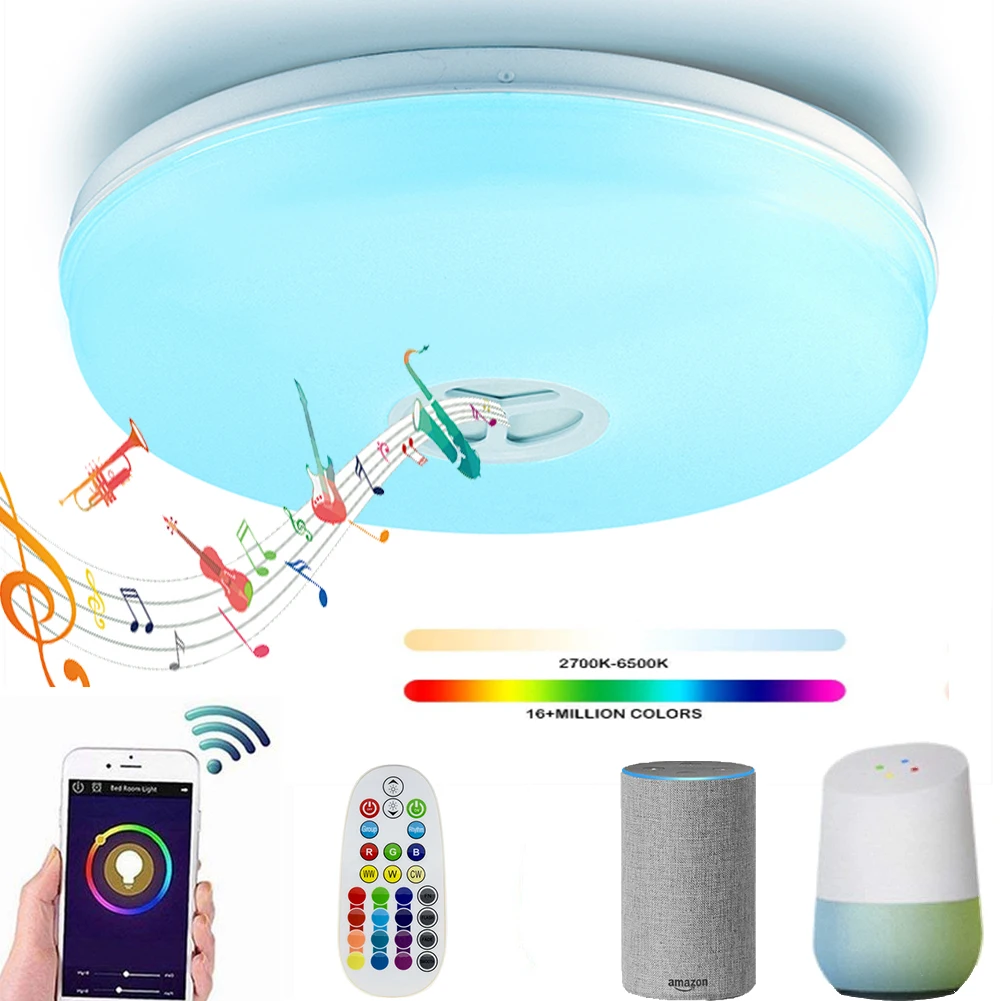 Music Speaker Ceiling Lamp Tuya Smart Voice Control Work For Alexa