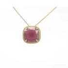 Square Pendant Necklace Ladies Jewelry Wholesale Fashion Square Zircon Pendant Necklace