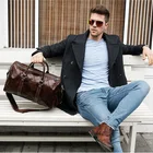 Hautton Large Capacity Shoulder Bag sport Messenger Genuine Leather Travel gym bag