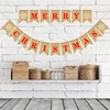 Christmas Party Home Banners Double Row Snowflake Patterns Linen Merry Christmas Letters Colorful Bunting Banners