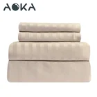 AOKA USA Full Size Stripe Sheet Set Bed Brushed 1800tc 3 Piece Bed Sheet Sets Microfibre Bed Sheet Set 4 Piece