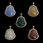 pink gemstone iced out mens gold plated hip hop cz diamond buddha pendant