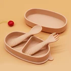 Non Slip BPA Free Divided Feeding Suction Food Kids Baby Silicone Plate