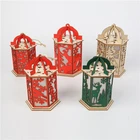 Animal Pendant 3D Diy Six-Sided Pillar Design Wooden Elk Animal Ornament Christmas Tree Pendant With Ornament Pendant
