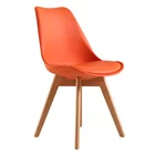 Modern Plastic Back Chair with Wooden Legs for Dining Room Use