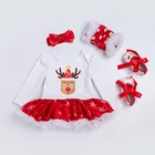 Years Old Christmas Big Snowflake Romper Dress Set Cotton Long Sleeve 0-2 Years Old Baby One-piece Dress