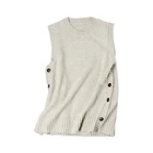 China wholesale sleeveless casual women 100% knitted sweater wool vest