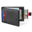 Slim Money Clip RFID Blocking Carbon Fiber Leather Mens Business Credit Card Holder Wallet
