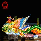 Oriental Chinese lunar new year lantern festival decoration electric silk phoenix and dragon lanterns