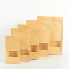 Custom products logo printed proofing food grade kraft bread paper bags with clear window