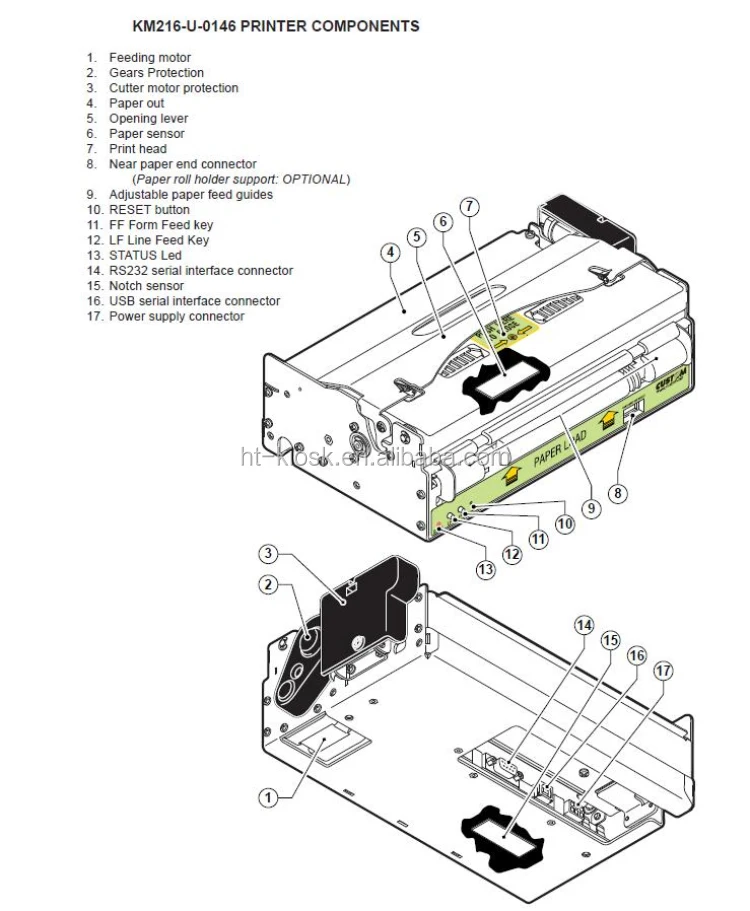 A4 Thermal Printer Custom Kpm 216 Ticket Receipt Printer For Self