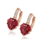80284 xuping rose gold plated earring Cubic Zircon Hoop Earrings, zircon heart earring