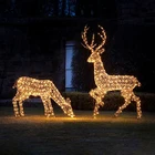 Outdoor Christmas Animal Motif Light Outdoor Customized Iron Frame Animal Reindeer Shape Christmas Motif Lights