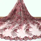 Elegant 100% polyester organza tulle mesh embroidered floral lace fabric 2019 embroidery