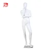 Glossy white egg head female mannequin with metal base call and rot heel chrome