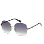 Manufactory produce logo printed metal sunglasses rimless frames glasses