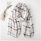 New classic scarves cotton and linen black and white dotted plaid scarfs ladies fashion trend shawl tassel wild scarf