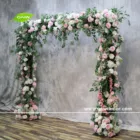 GNW artificial white flower and green leaves silk blossom arch decorated flower metal arch for wedding