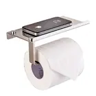 Stainless Steel Wall Mount Toilet Paper Holder with Shelf Toilet Tissue Holder Bathroom Roll Paper Holder