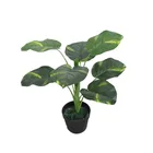 Best selling 7 leaves potted colored green artificial plant bonsai artificial