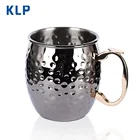 Coffee Cups Coffee Mug KLP Metal Stainless Steel Black Plating Hammered 550ml Cold Coffee Beer Moscow Mule Mug Cups