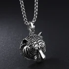 Tiger Pendant Fashionable Cool Punk Style Men Stainless Steel Jewelry Tiger Pendant Animal Necklace