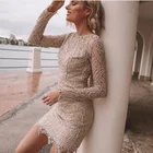 LY7012# Available Fashion New Sexy Women's Lace Office Ladies Long Sleeve Slim Lace Dress