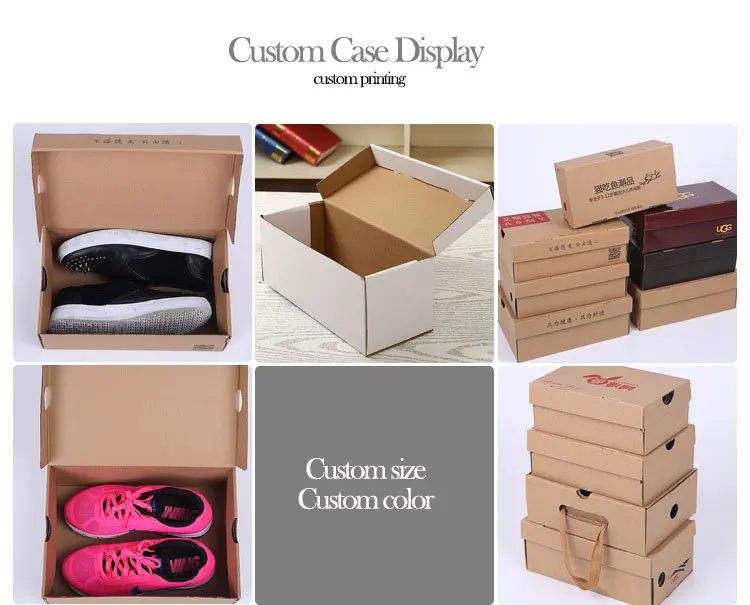 custom foldable corrugated cardboard carton shoe box with ribbon