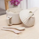 2020 new model 1000ml food grade round shape leakproof Share Natural Wheat Straw Fiber Food Lunch Box Container