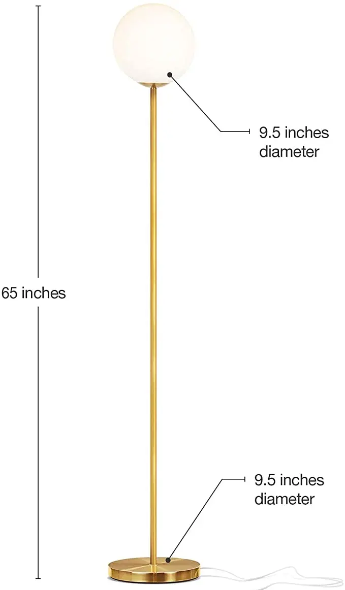 Mid Century Modern Standing Lighting Glass Globe Floor Lamp for Living Rooms Bedroom &Office