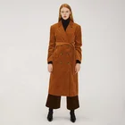 High quality flip collar double-breasted retro corduroy elegant women's long suit