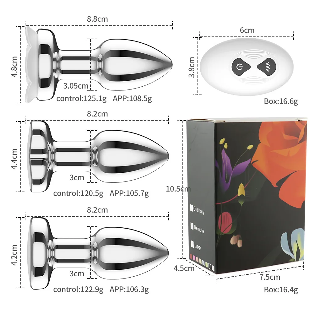 Wireless And App Remote Controlmetal Vibrating Light Up Anal Plugs