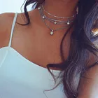 Fashion Birthday Party Gift Jewelry Boho Multi-Layer Star Oval Stone Pendant Necklace for Women