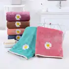 Towel Daisy Embroidery Eco Face Washer Towel Custom Logo Size Children Coral Fleece Face Towel