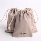 Reusable cotton linen drawstring packaging bag promotional linen jute bag