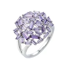 Flower head design cubic zircon statement party ring in white gold plated copper alloy fashion jewelry