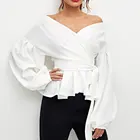 2020 new designs Sexy strapless V-neck cross straps short ladies plus size shirts & blouses & tops for women