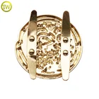 Professional bag accessories branded logos round shape handbags metal labels nameplate with prong