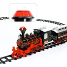 Classic Plastic Train Plastic Classic Christmas Gift Electric Race Track Set Plastic Smoking Railway Train Toy