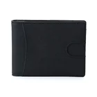 Black Wallet Black Men Black Wallet Vintage Black Crazy Horse PU Men Slim Rfid Bifold Money Clip Wallet