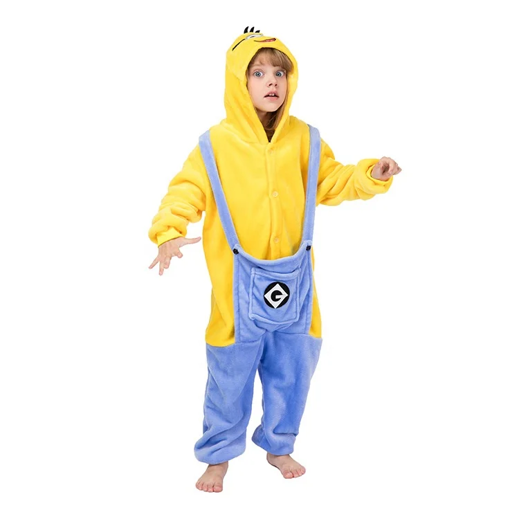 Großhandel Unisex Kind Halloween Flanell Tier Cosplay Kostüm Minions Weihnachten Pyjamas Für Kinder