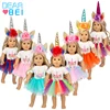 New Cartoon Unicorn Rainbow Skirt 18 Inch American Girl Europe And America Birthday Princess Dress Doll Clothes