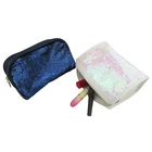 personalized custom sequin cosmetic travel toilet purse bag organizer