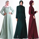Islamic Clothing Abaya Dubai Chiffon Elastic Waist Large Skirt Train Buckles Elastic Cuffs Muslim Women Dress Gown